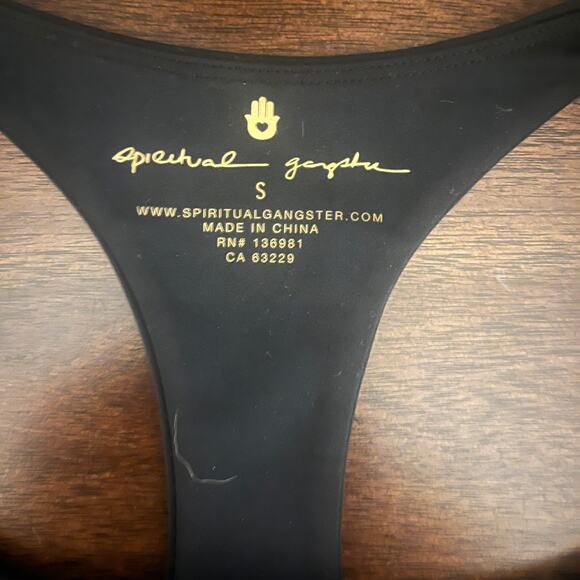 Spiritual Gangster Striped Racerback Longline Sports Bra Crop Tank Top Black S - Picture 6 of 7